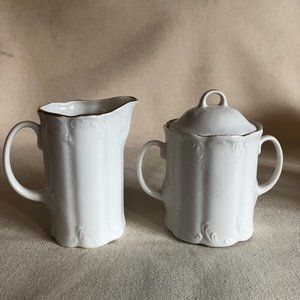 Arpo Porcelain Creamer and Sugar Bowl with Lid VTG